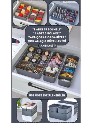 Çok Bölmeli Makyaj ve Takı Organizer Seti, Banyo ve Mutfak Düzenleyici