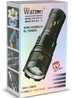 Pazarcan 5000 Lümen Cree Tg LED Şarj Göstergeli El Feneri WT-731