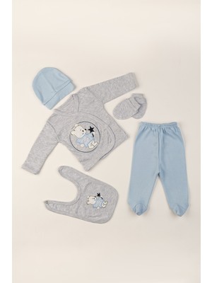 NEU KIDS (Kutulu) Sevimli Ayıcıklı Nakışlı Pamuklu Lüx Yeni Doğan Hastane Çıkışı Zıbın Seti