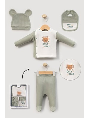 NEU KIDS Kutulu- %100PAMUK Only Bear Hastane Cikisi Yenidoğan 5li Set Kutulu
