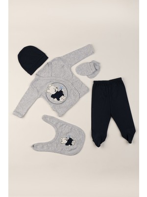 NEU KIDS (Kutulu) Sevimli Ayıcıklı Nakışlı Pamuklu Lüx Yeni Doğan Hastane Çıkışı Zıbın Seti