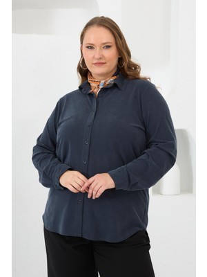 Rmg Büyük Beden Modal Kumaş Gömlek Füme