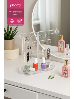 Şık Makyaj ve Takı Organizeri, Kolye, Yüzük, Küpe Standı