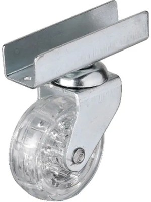 Just Cheap Store 327 - 50X20 mm Şeffaf Makaralı Uzun U Tablalı Teker 4 Adet