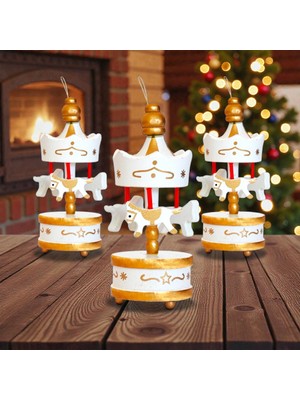 Kuzey Oyuncak 6 Adet Vıp Ahşap Mini Beyaz Atlı Karınca Dekoratif Süs Vıp Yılbaşı Hediyeleri Yılbaşı Ağacı Süsleri