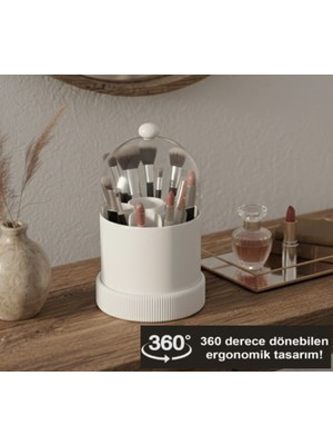 Dönen Çok Bölmeli Makyaj Organizeri, Fırça ve Kozmetik Düzenleyici