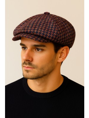 Aida Jewelss Kışlık Özel Kumaş Yünlü Peaky Blinders Model Dökümlü Unisex Yünlü Kasket Şapka