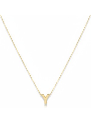 PIEDORA GOLD 14 Ayar Altın Y Harf Kolye – Minimal ve Zarif Tasarım