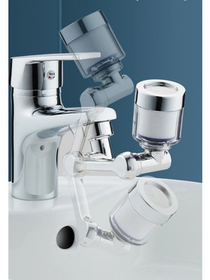 Pazarcan Filtreli Kireç Hapsedici Robotik Kol Musluk Başlığı - Mutfak Banyo Musluk Uzatma Aparatı Ucu