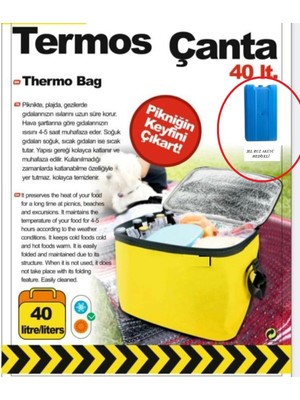 Pazarcan Termos Çanta - Piknik Çantası Buz Aküsü Hediyeli 40LT