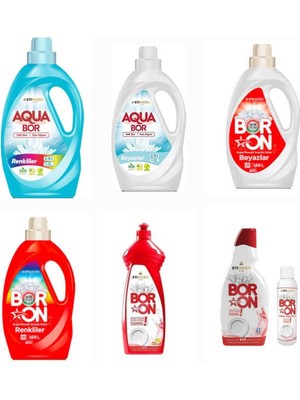 AQUABOR Doğal Mineralli Sıvı Çamaşır Deterjanı 59 Yıkama+ Renkliler Sıvı Form 59 Yıkama+ Bulaşık Deterjanı