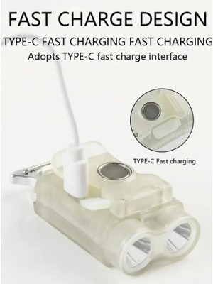 Pazarcan V15 Edc El Feneri 1200LM Anahtarlık Işık Tip-C Şarj Edilebilir Taşınabilir Torch Mıknatıs Klip