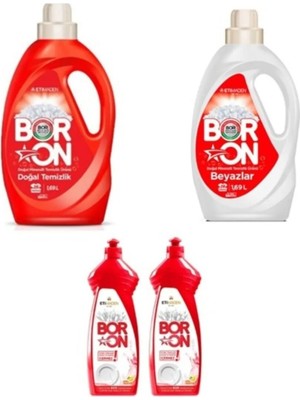 Boron Doğal Mineralli Sıvı Çamaşır Deterjanı Renkli ve Beyazlar Için 52 Yıkama+ Bulaşık Deterjanı