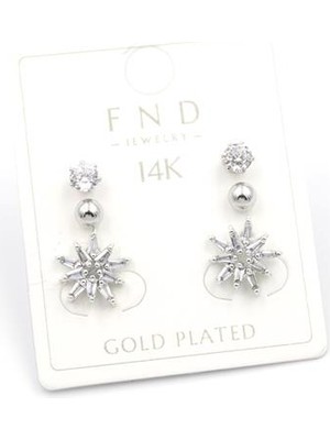 NW NessiWorld Çoklu Çiçek Küpe - Gümüş