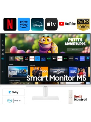 Samsung 32"inç Full Hd Ekran Android-Apple Kablosuz Görüntü Aktarım 32 Inç Fhd Wi-Fi+Bluetooth+Smart Hub+Akıllı Kumanda Hoparlörlü Smart Monitör-Tv