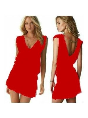 MegaSepet Likralı Plaj Elbisesi - 1 Beden - Kırmızı