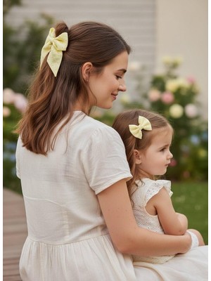 Toka Delisi Sarı Fisto El Yapımı Anne Kız Klasik Otomatik Fiyonk Toka Özel Tasarım, Kına Nikah Kadin Toka