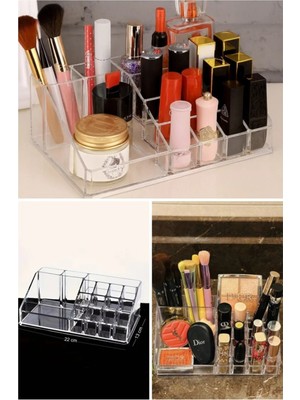 Şeffaf Makyaj Organizeri, 21,5X12,5X8 Cm, Şık ve Kullanışlı Tasarım