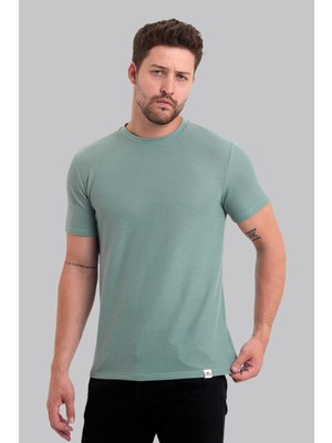 Slazenger Erkek Su Yeşili Waffle Dokulu Kısa Kollu T-Shirt