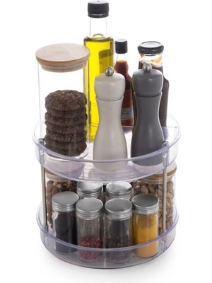 Iki Katlı Döner Raf, Şeffaf, Pratik ve Şık Ev ve Ofis Dekoru