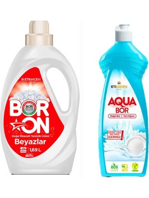 Eti Maden Doğal Mineralli Çamaşır Deterjanı Beyazlar Için 26 Yıkama+ 1 Adet 650 ml Aquabor Bulaşık Deterjanı