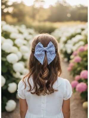 Toka Delisi El Yapımı Mavi Fisto Çocuklar Için Kelebek Fiyonklu Toka Davet Balo Özel Gün Pens Toka