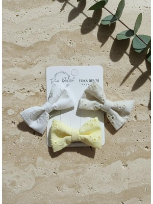 Toka Delisi Sarı Krem Beyaz Sevimli 3 Adet Fisto Saçsız Bebek Tokası