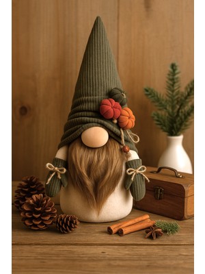 Vanilya Gift Dekoratif Şans Cücesi Ev Ofis Dekoru-Velvet Boy Yeşil 35 cm