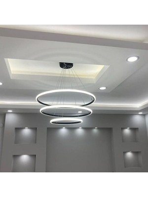 Feyza Design Modern Halka LED Avize, Şık Siyah-Antrasit-Beyaz Renk Seçenekleri