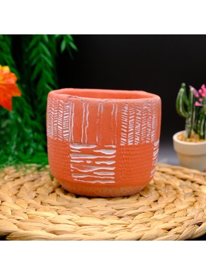 BGG Antik Çizgili Model Dekoratif Beton Saksı