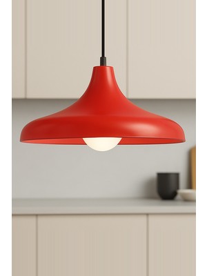 Feyza Design Kırmızı Metal Sarkıt Avize, Retro ve Modern Endüstriyel Tasarım