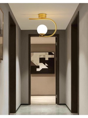 Feyza Design Modern Siyah ve Gold Metal Tekli Plafonyer Avize, Şık ve Şık Tasarım