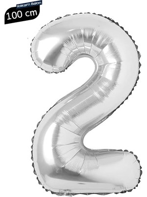 Parti Pera 2 Yaş 100 cm Gümüş Rakam Folyo Balon Doğum Günü Yaş Balonu