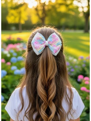 Toka Delisi Desenli Kurdele Fiyonklu Toka, El Yapımı Özel Gün Grogren Kurdele Çocuk Klipsli Kiz Cocuk Toka