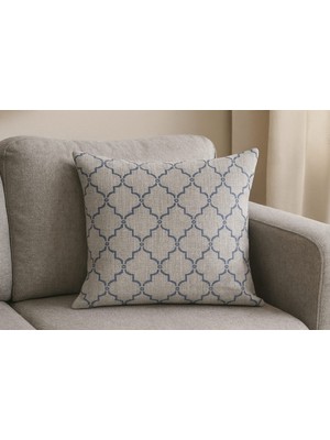Geometrik Punch Nakış Desen Minder Kılıfı Şönil Kumaş 45X45 cm Kırlent Kılıfı