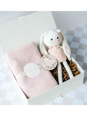 Vanilya Gift Kız Bebek Amigurumi Tavşan Hediye Seti-Somon