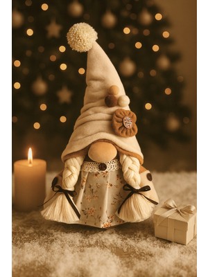 Vanilya Gift Dekoratif Şans Cücesi Ev Ofis Dekoru-Floral Girl 35 cm