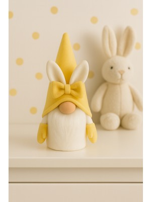 Vanilya Gift Dekoratif Şans Cücesi Ev Ofis Bebek Odası Dekoru-Rabbit Boy Sarı 35 cm
