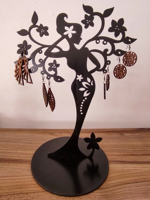 Ahşap Takı Askısı Dekoratif Küpe ve Takı Standı Aksesuarı