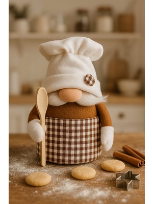 Vanilya Gift Dekoratif Şans Cücesi Ev Ofis Dekoru-Chef Boy Aşçı Cüce 25 cm