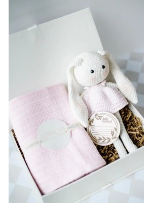 Vanilya Gift Kız Bebek Amigurumi Tavşan Hediye Seti-Pembe