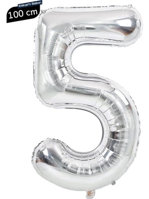 Parti Pera 100 cm Gümüş Rakam Folyo Balon Doğum Günü Yaş Balonu