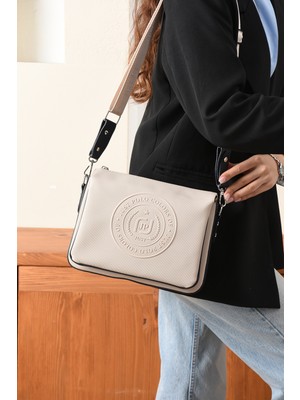 SACHS Kadın Taş Rengi Çapraz Askılı Çanta | Çok Bölmeli Fermuarlı Günlük Omuz Çantası | Geniş Iç Hacimli Şık Spor Kadın Çantası