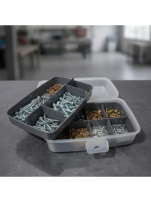 Krommet 12 Bölmeli Kapaklı Iki Katlı Organizer, Takı Toka Aksesuar Dikiş Kutusu, Çok Amaçlı Düzenleyici