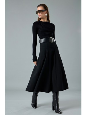 Godet Detaylı Kloş Etek