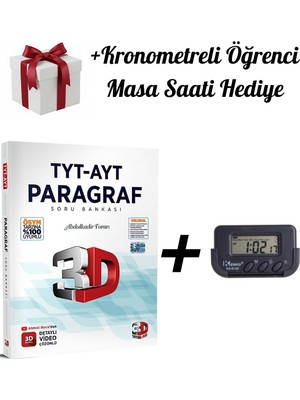3D Yayınları 3D 2026 Tyt Ayt Paragraf Soru Bankası + Kronometreli Öğrenci Masa Saati Hediyeli