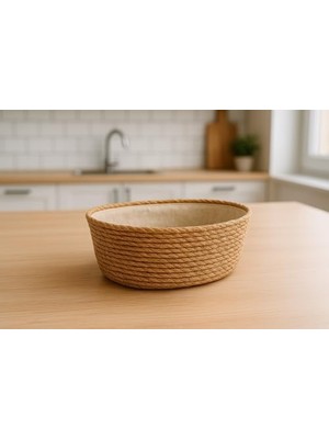 Storemax El Yapımı Hasır Ekmek Sepeti, Yıkanabilir Bez Astarlı Çok Amaçlı Oval Sunum ve Dekoratif Saklama Sepeti, Ekmeklik (22X16X8 Cm)