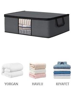 Storemax 3 Adet Gri Pencereli Giysi Hurcu Saklama Çantası 64X45X22