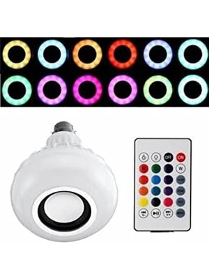 Storemax Gece Lambası Bluetooth Hoparlör Rgb Ledli Lamba Kumandalı Mp3 Çalar Ampul Renkli Ampul, , Tek Ebat