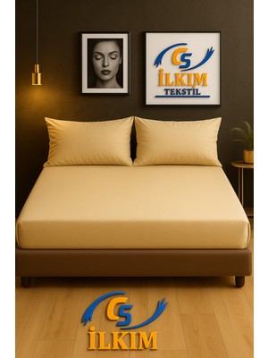 CS İlkim Lastikli %100 Pamuk Penye Kumaş Fitted Lastikli Çarşaf Krem